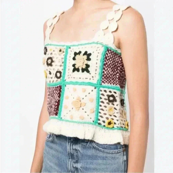 NWT Sea New York Granny Gracie Crochet Tank Top Ivory M - Picture 4 of 9